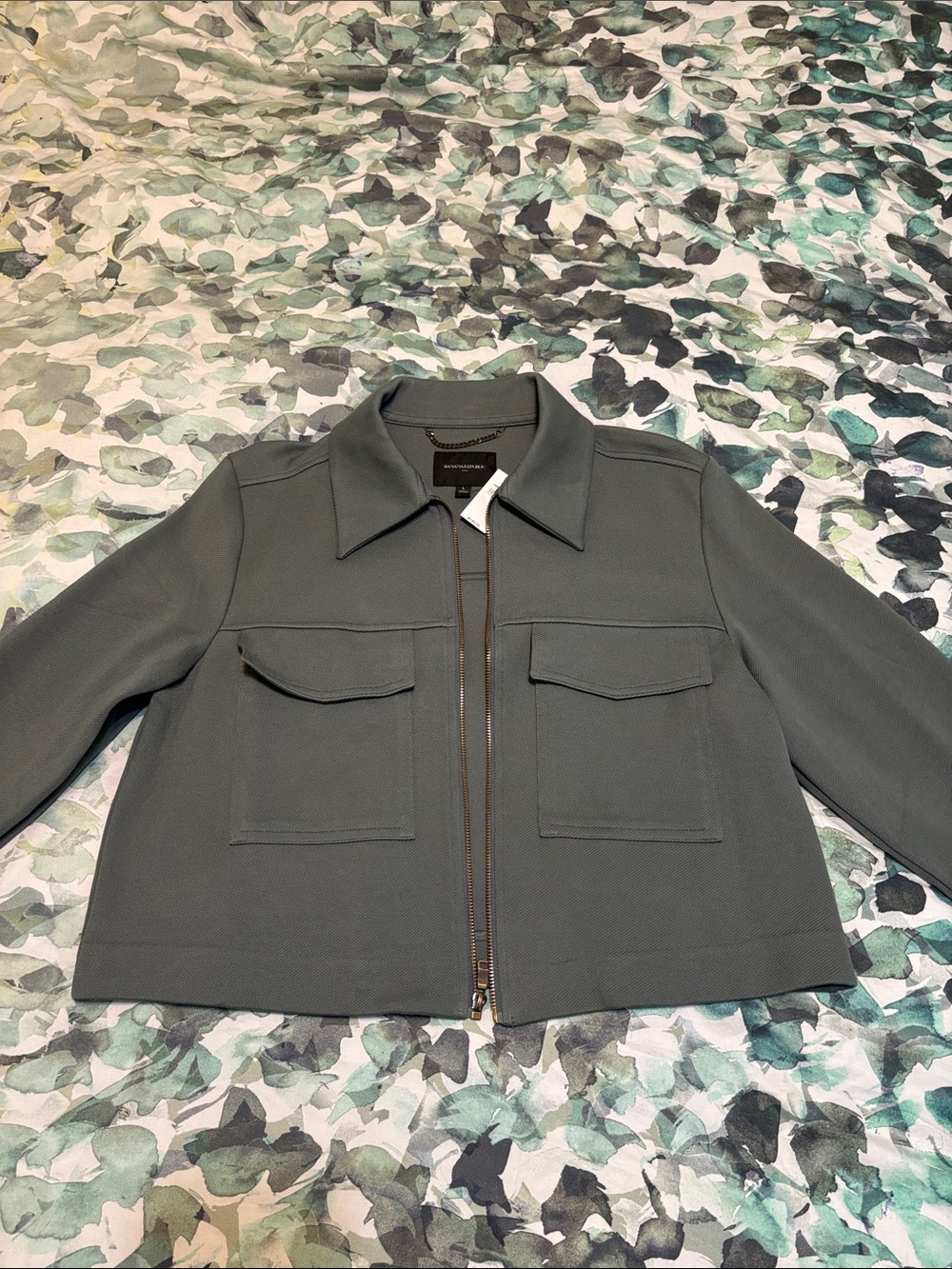Women’s banana republic cropped Green Zip-Front Jacket